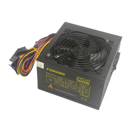 Fonte ATX 500W Para PC Bivolt Manual com Cabo De Alimentação - HDW-0002 10 UNIDADES