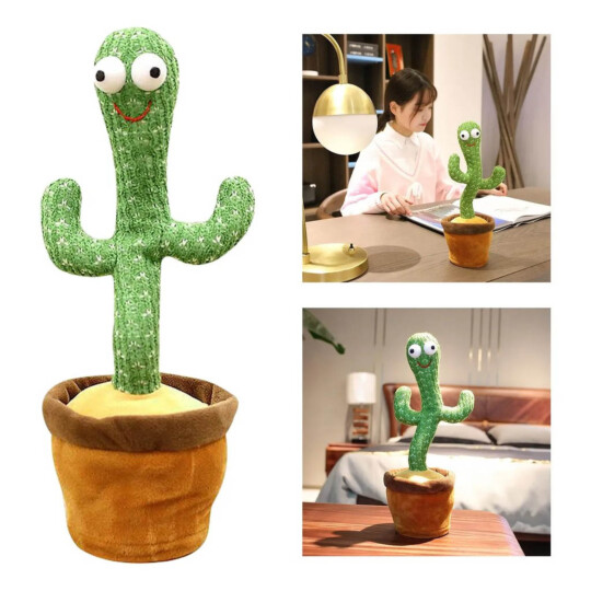 Brinquedo Cactos Dançante e Falante de Pelúcia Mexicano Recarregável 