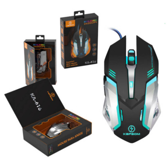 Mouse Gamer Usb com Led 2400 DPI - KA-616