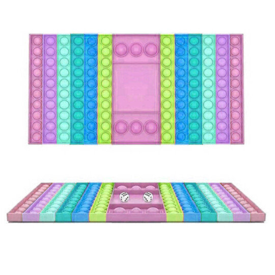 Brinquedo Pop Fidget Anti Stress Tabuleiro Colorido Com 2 Dados - ROSA