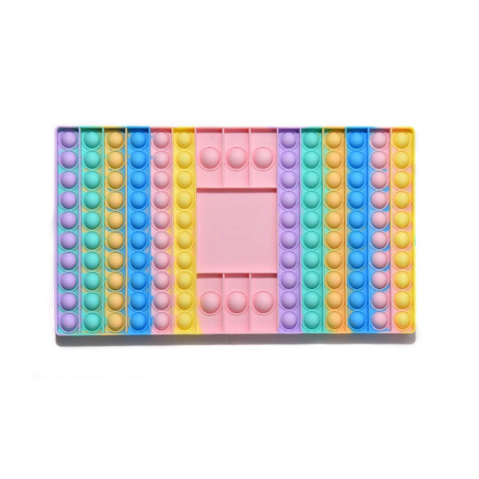 Brinquedo Pop Fidget Anti Stress Tabuleiro Colorido Com 2 Dados - ROSA CLARO