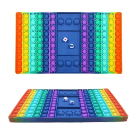 Brinquedo Pop Fidget Anti Stress Tabuleiro Colorido Com 2 Dados - AZUL
