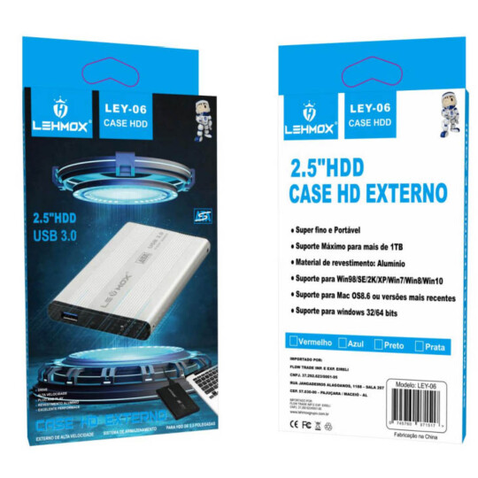 Case 3.0 para HD Usb compatível HD 2.5 Polegadas - LEY-06
