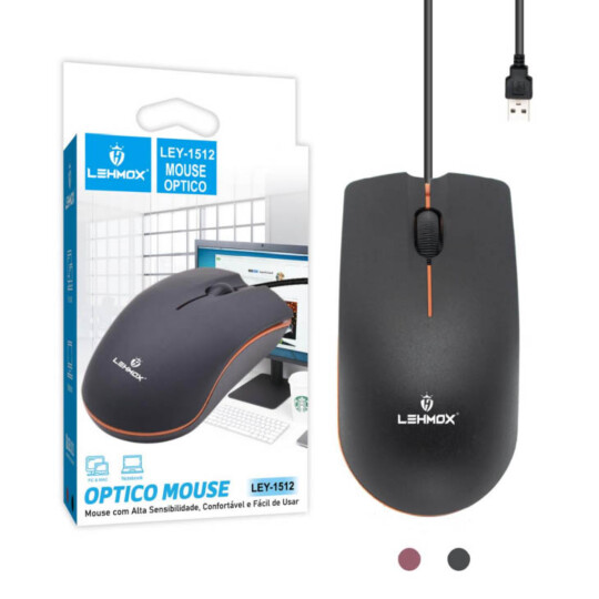 Mini Mouse Óptico Básico Com Fio Usb - LEY-1512
