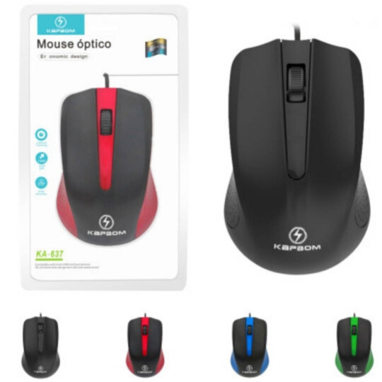 Mouse Óptico com Fio Usb Design Ergonômico - KA-637