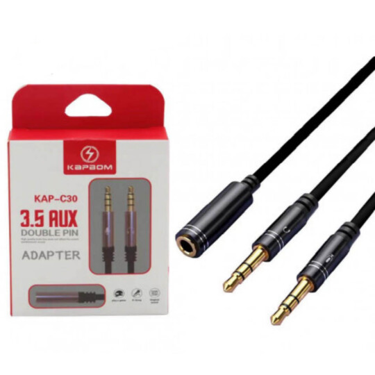 Cabo Adaptador P3 Fêmea para 2 P2 Macho Kapbom - KAP-C30