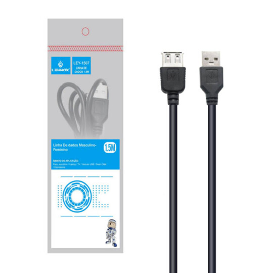 Cabo Extensor Usb A Macho para Usb A Fêmea 1,5 Metros Lehmox - LEY-1507