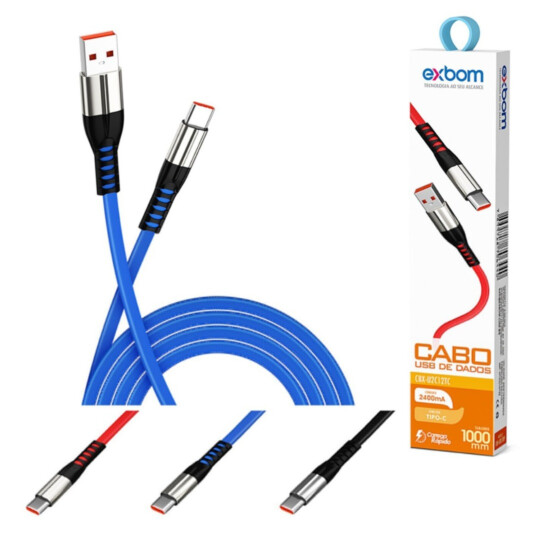 Cabo Tipo C 2.4A 1 Metro Turbo para Dados e Carregamento 03807 - CBX-U2C12TC