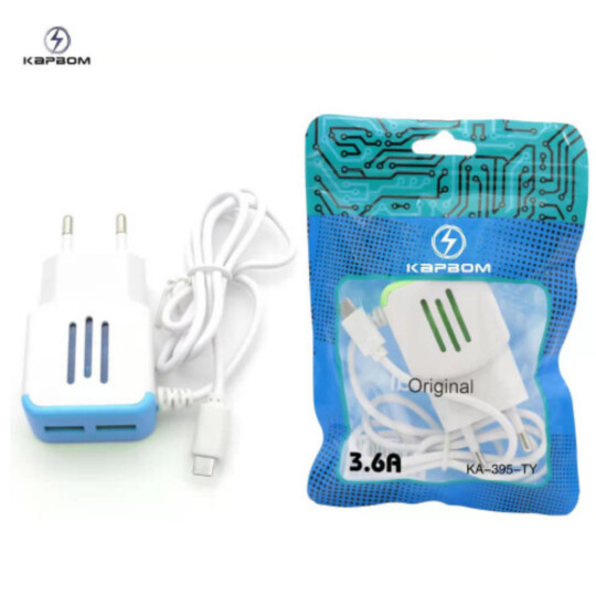Carregador de Celular 3.6A Com duas Portas Usb e Cabo Type C Kapbom - KA-395-TYDZ