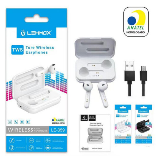 Fone de Ouvido Bluetooth TWS Wireless Headphone Lehmox - LE-359