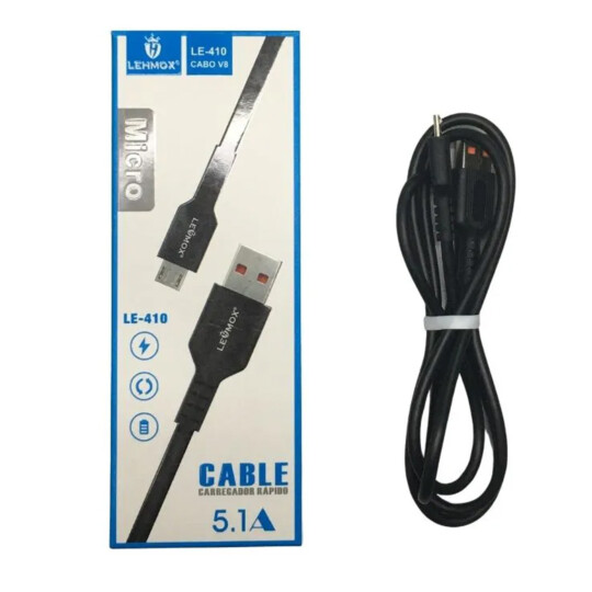 Cabo V8 Micro Usb 5.1A Carregamento Rápido Lehmox - LE-410