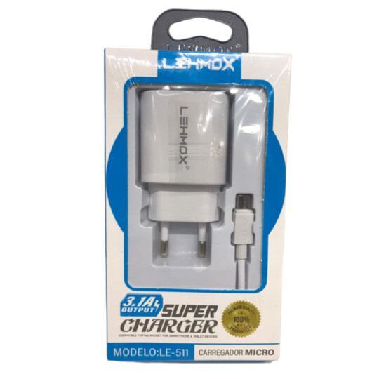 Carregador de Celular Super Charger 3.1A e Cabo V8 Lehmox - LE-511-2