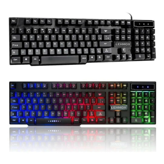 Teclado Gamer Semi Mecânico Usb com Led RGB Lehmox - LEY-82