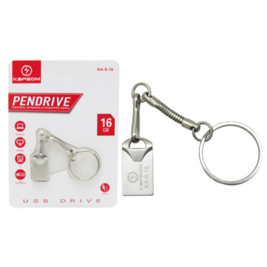 Pen Drive 16GB Usb Mini com Chaveiro Kapbom - KA-S-16