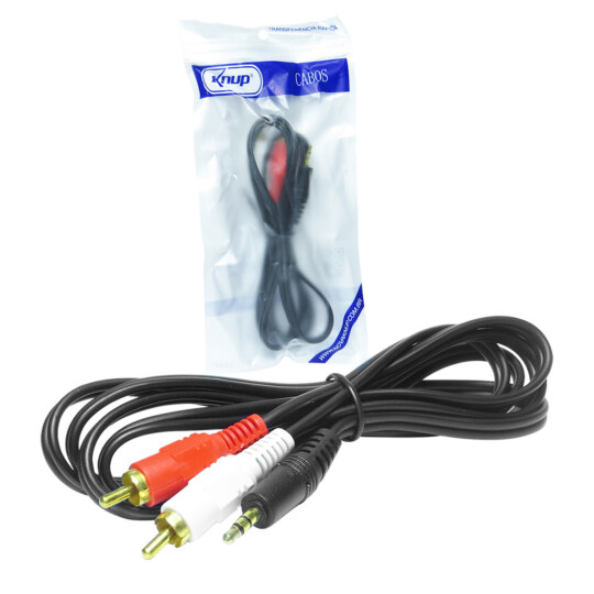 Cabo P2 x RCA Auxiliar com 1.5 Metros Knup - KP-PR201 1.5M