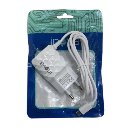 Carregador de Celular com cabo V8 e Porta Usb Inova - CAR-8201-V8