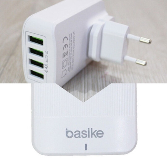 Carregador de Celular 4.4A Com 4 Portas Usb Auto-ID Basike - BA-CAR0070-V8