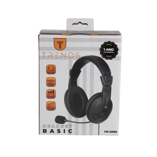 Fone Headset com Microfone Básico conexão P3 Trends - FN-30BK