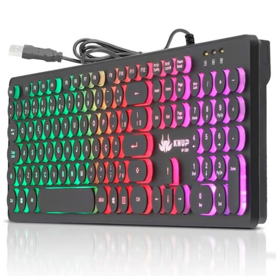 Teclado Gamer Usb com Led RGB e Teclas Redondas Knup - KP-2059