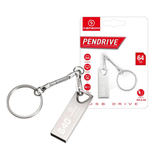 Pen Drive 64GB Usb com Chaveiro Kapbom - KA-A-64