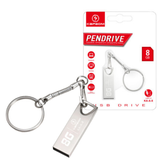 Pen Drive 8GB Usb com Chaveiro Kapbom - KA-A-8