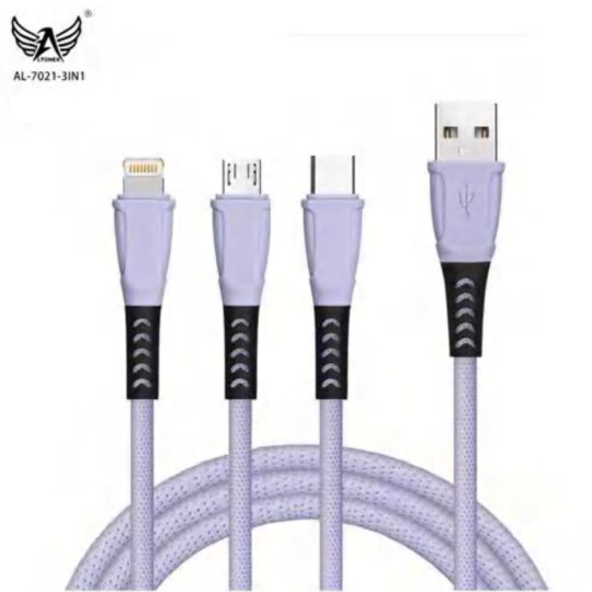 Cabo 3 em 1 V8, Type C, Lightning com 1 Metro sem Embalagem Altomex - AL-7021-31N1