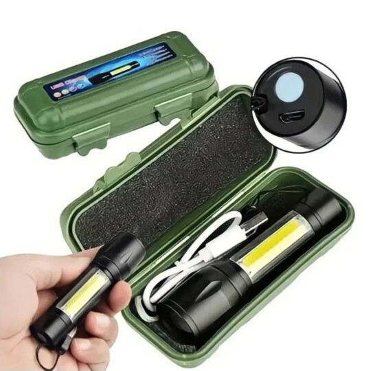 Mini Lanterna Led Tática Recarregável com Luz Lateral Bmax - BM-8400