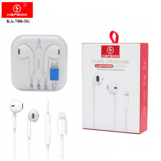 Fone de Ouvido com Microfone Conexão Lightning Modelo IOS Kapbom - KA-700-5G