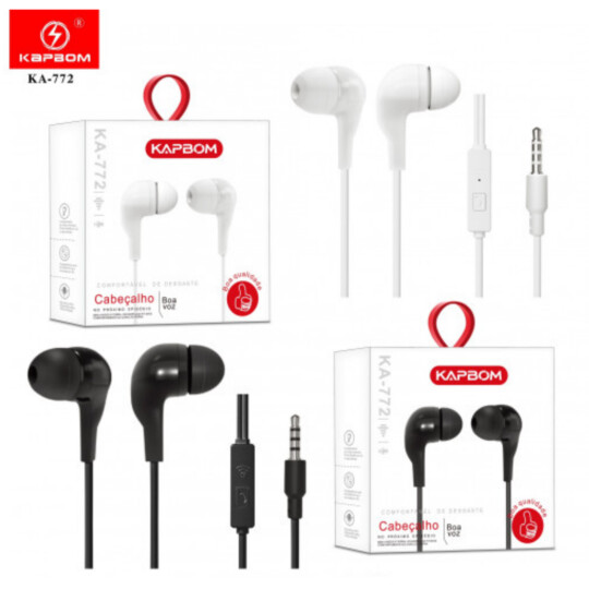 Fone de Ouvido Intra Auricular com Microfone Kapbom - KA-772