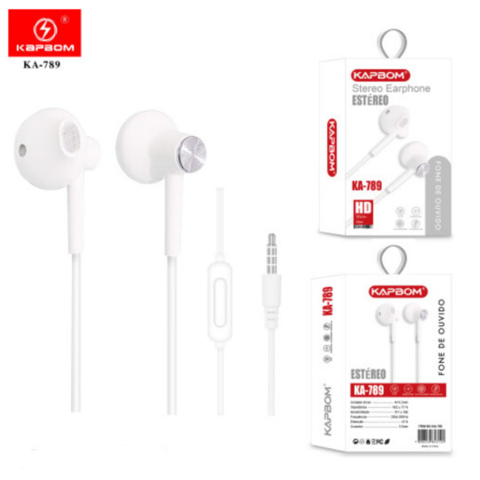 Fone de Ouvido Estéreo com Microfone P2 3.5mm Kapbom - KA-789