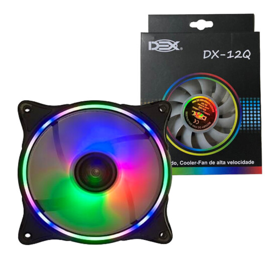 Cooler Fan 120mm com Led RGB Colorido 12v 1200 Rpm Dex - DX-12Q