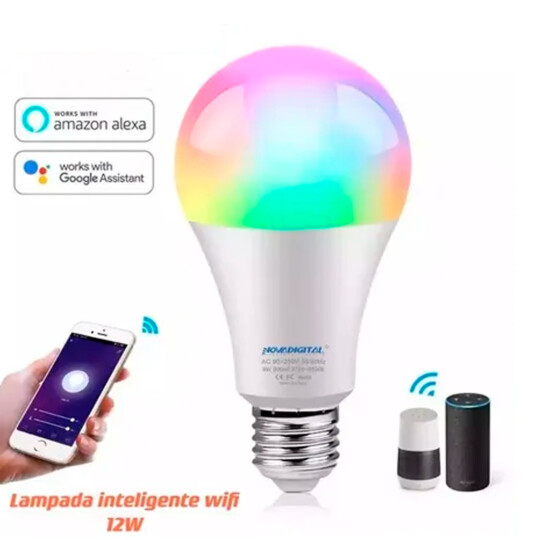Lâmpada Led Inteligente Wi-Fi Android IOS RGB 12W Novadigital - 12W RGB