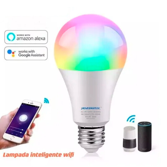Lâmpada Led Inteligente Wi-Fi Android IOS RGB 15W Novadigital - 15W-RGB-C-W