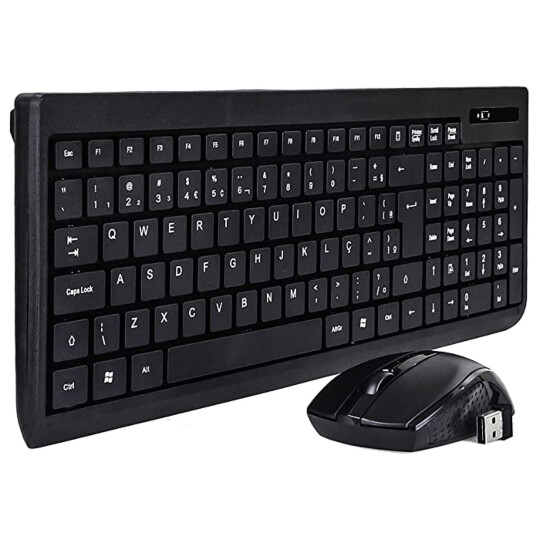 Kit Teclado e Mouse sem Fio Slim Receptor Usb 2.4Ghz ABNT2 Knup - KP-2012