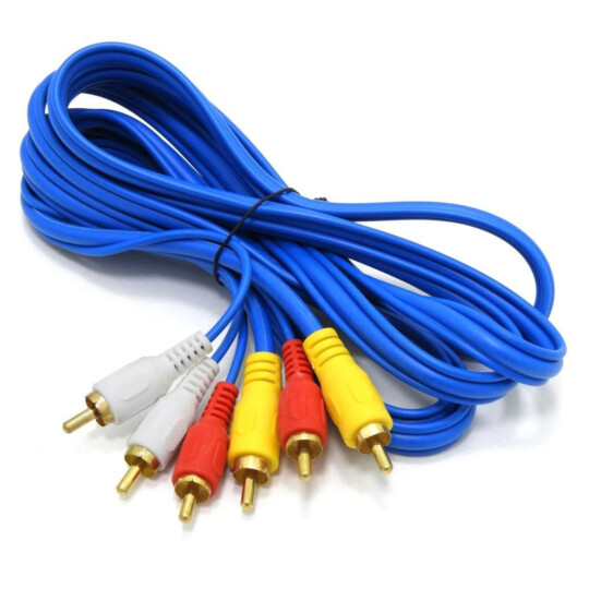 Cabo 3RCA x 3RCA Azul com 1.5 Metros - KP-RCA02 1.5M