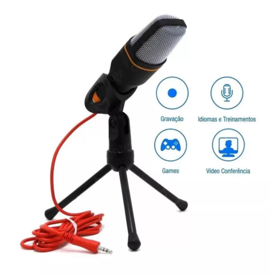 Microfone Condensador de Mesa Com Tripé Knup - KP-917