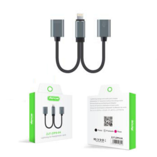 Adaptador Lightning Splitter 2 em 1 Áudio e Carregamento Verde - ZJT-2IP8-04