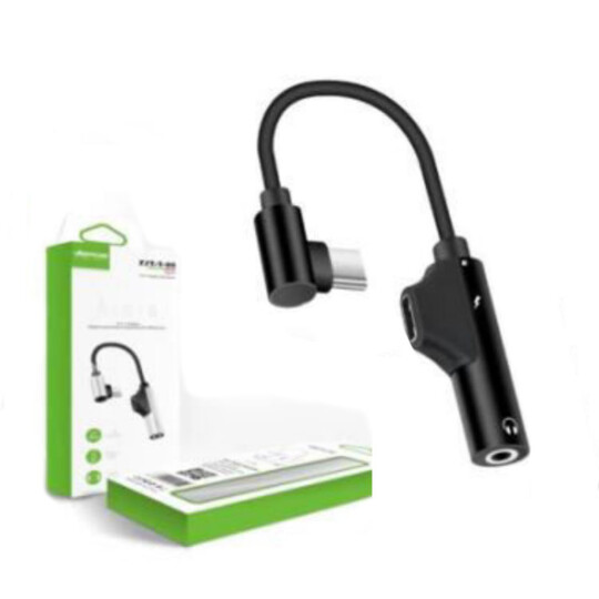 Cabo Adaptador Type C 2 em 1 Áudio e Carregamento Verde - ZJT-T-09