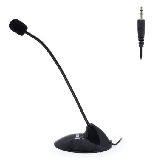 Microfone de Mesa Multimídia Hi-Fi Cabo Auxiliar P2 Tomate - MT-1027