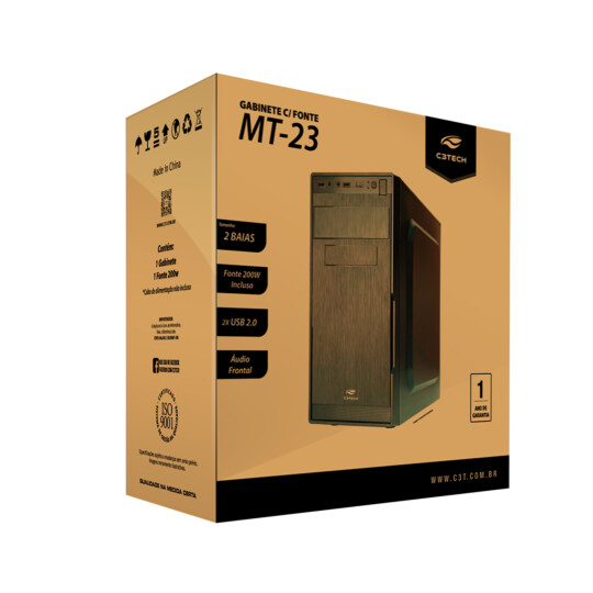 Gabinete Micro ATX com Fonte 200W C3Tech - MT-23V2BK