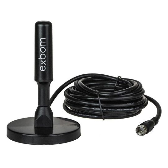 Antena Digital HDTV UHF VHF Interna e Externa Base Imã Prova D'água Exbom - AN-I4050A