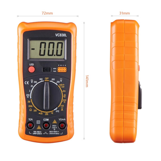 Multímetro Digital Portátil LCD Com Iluminação Bipe Teste Contínua 03942 Exbom - VC-830L