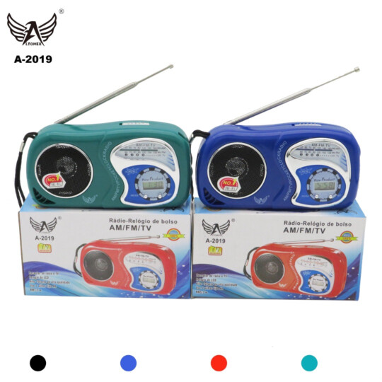 Rádio Portátil Retro Vintage FM/AM com Relógio Digital Altomex - A-2019
