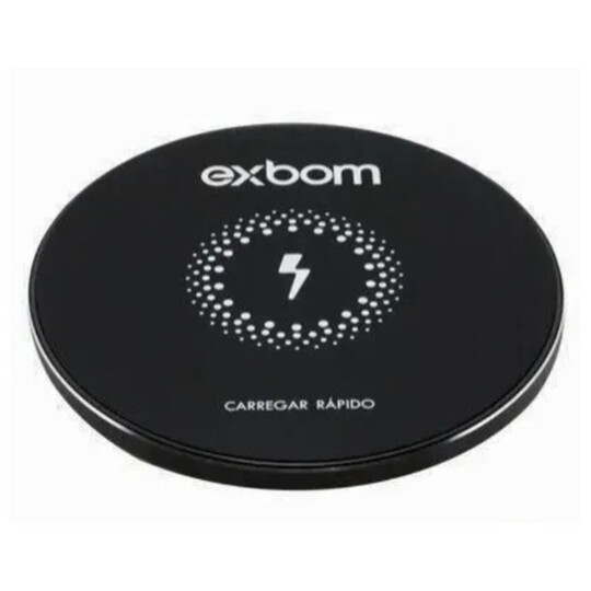Carregador QI sem Fio por Indução Magnética com Borda de Led Acrílico EXBOM - TQI-F18A PRETO