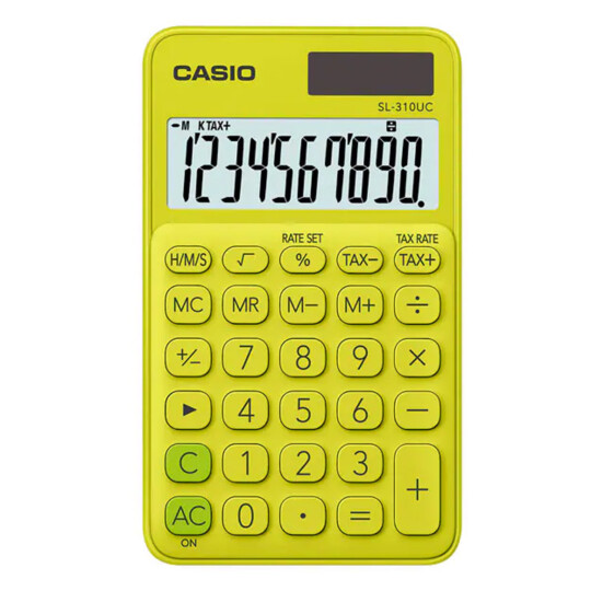 Calculadora de Bolso 10 Dígitos Casio Colorful Amarela - SL310UC AM