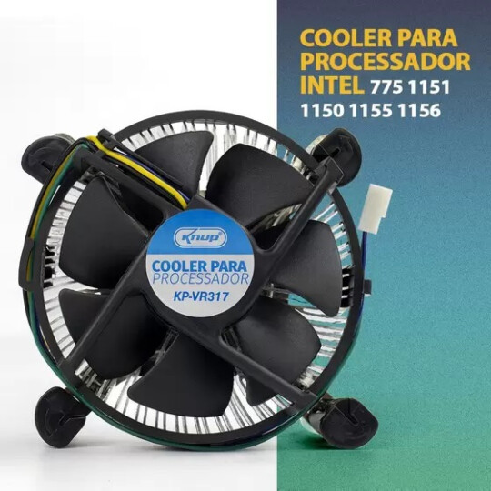 Cooler para Processador LGA 775/115X/1200/1366 Silencioso KNUP - KP-VR317