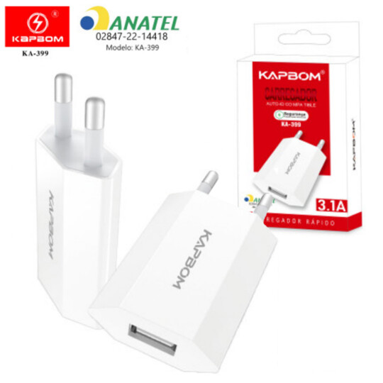 Carregador de Celular Universal USB 3.1A KAPBOM - KA-399