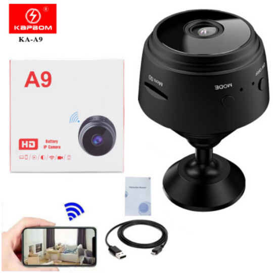 Mini Câmera Wi-fi Discreta IP A9 com Monitoramento Remoto KAPBOM - KA-A9
