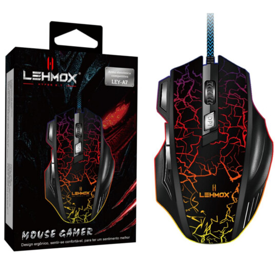Mouse Gamer USB com Iluminação Led e 7 Botões LEHMOX - LEY-A7