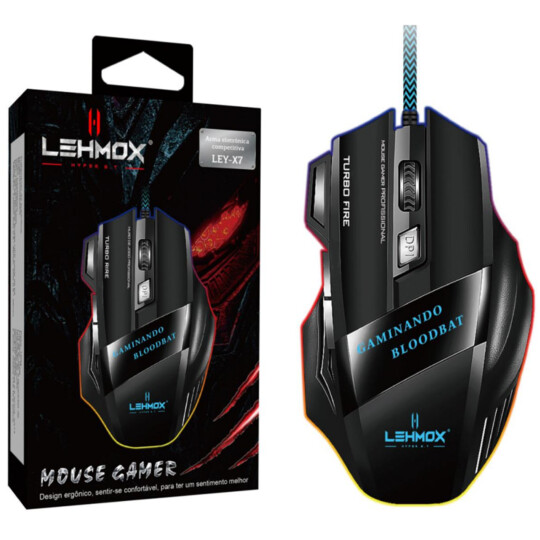 Mouse Gamer com Fio USB com Led e 7 Botões LEHMOX - LEY-X7